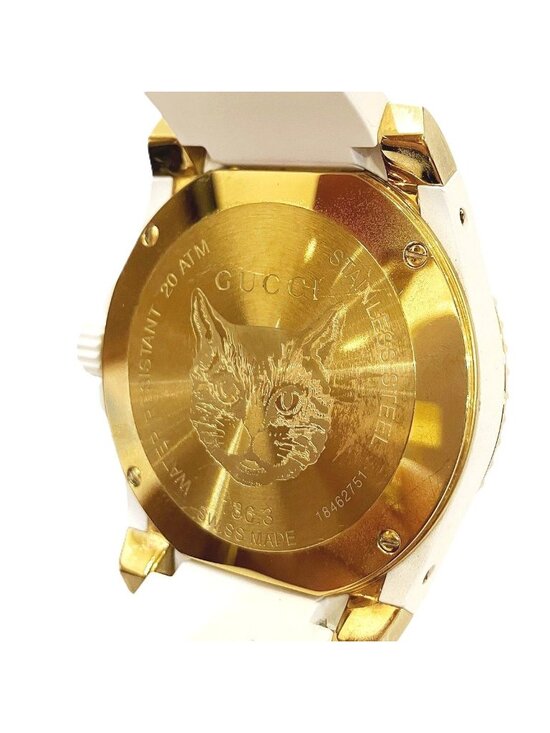 Gucci Dive Mystic Cat Watch SS Rubber Quartz White Gold Dial 136.3 main image 9
